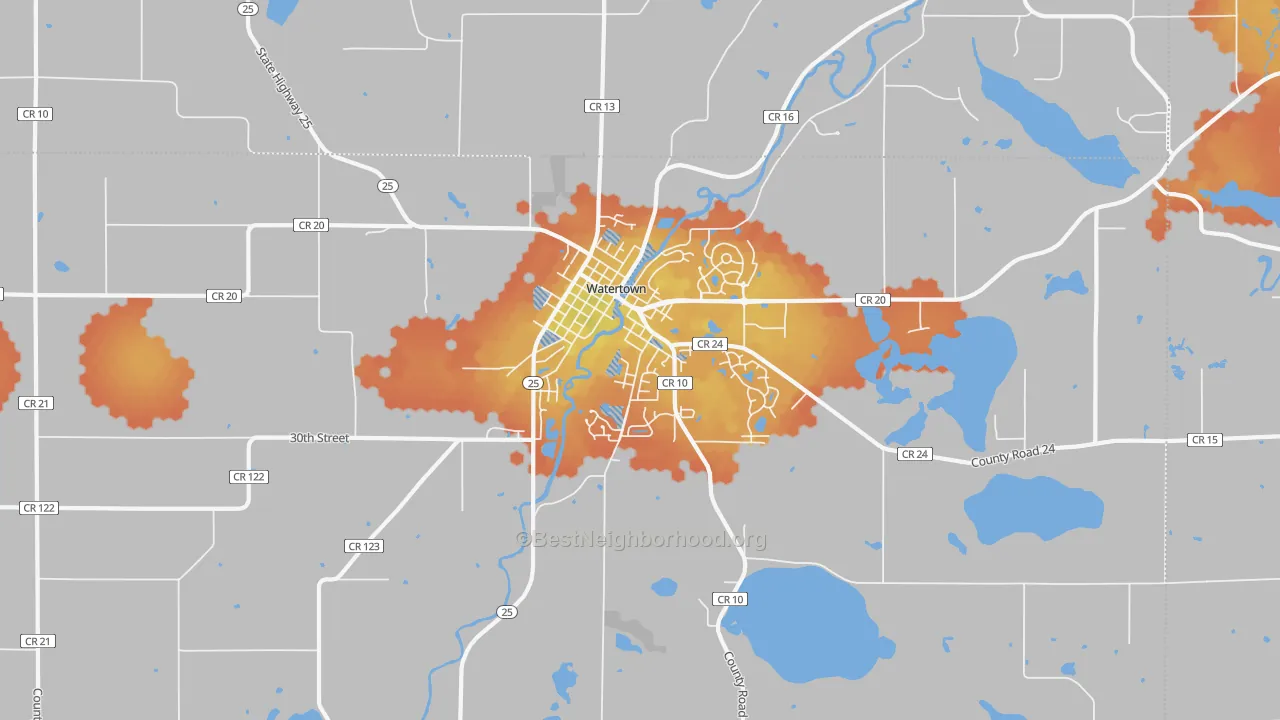 Bike Grade map of Watertown, MN
