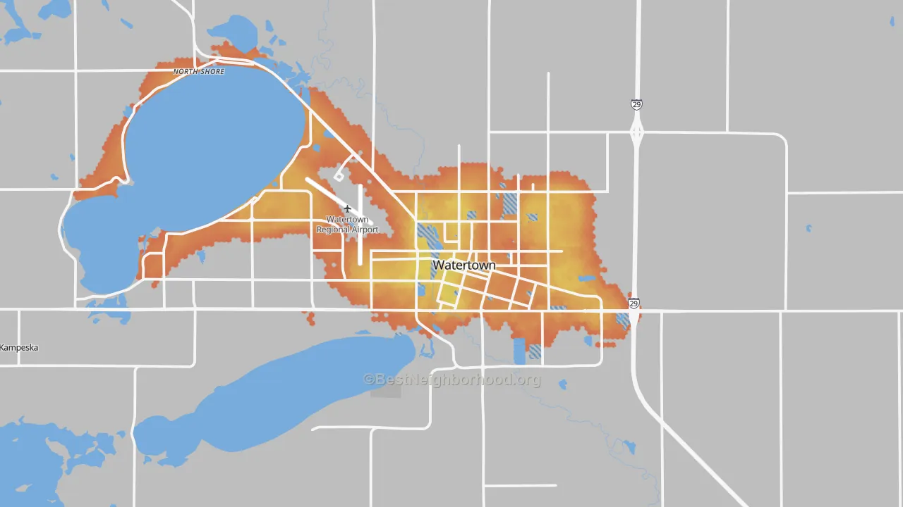 Bike Grade map of Watertown, SD