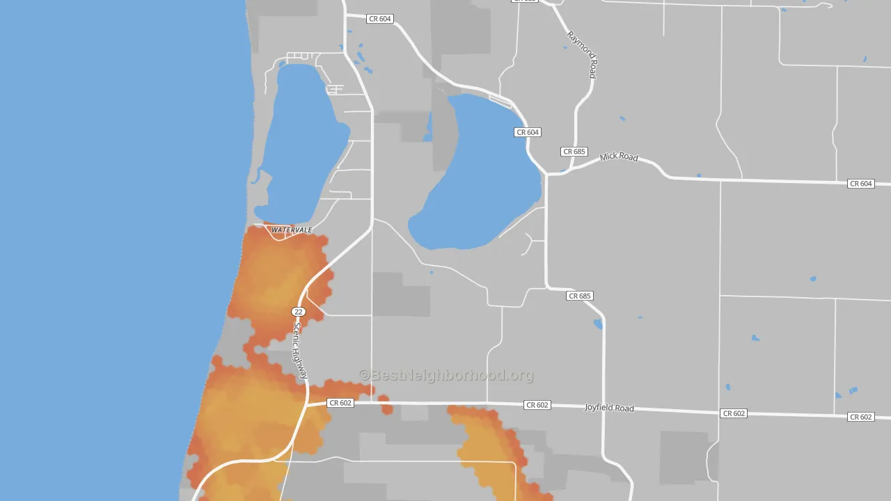 Bike Grade map of Watervale, MI