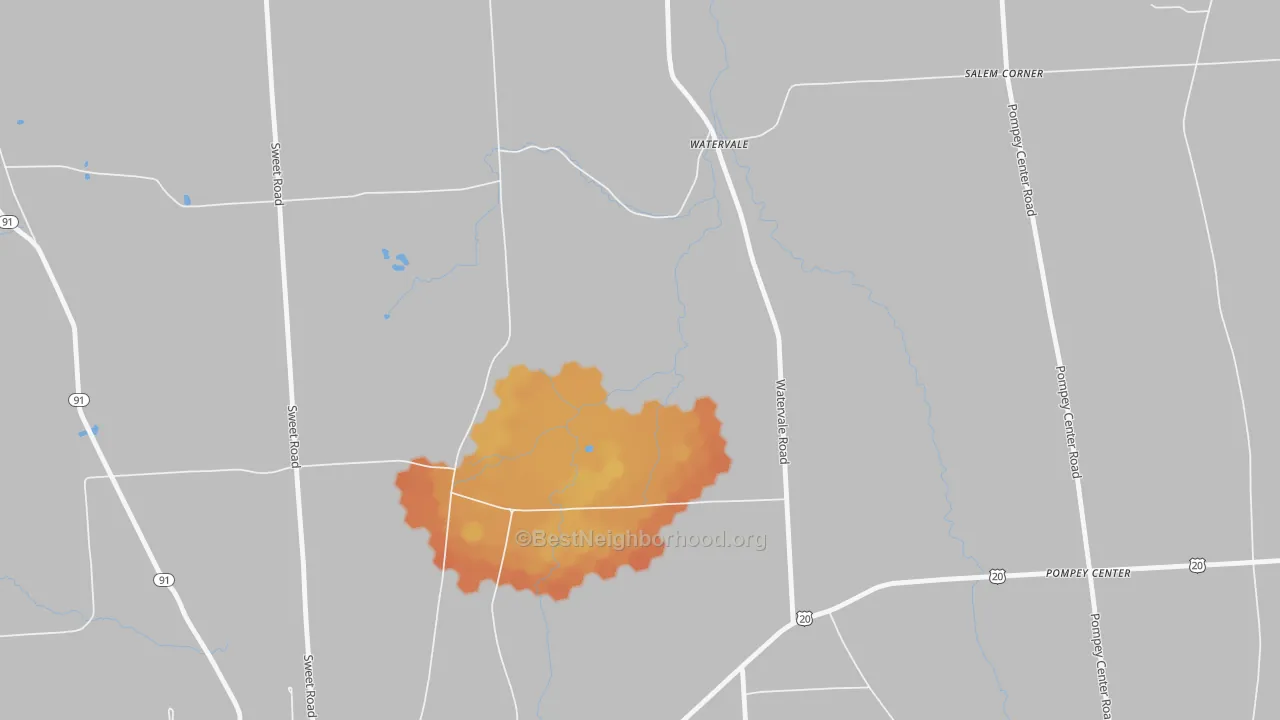 Bike Grade map of Watervale, NY