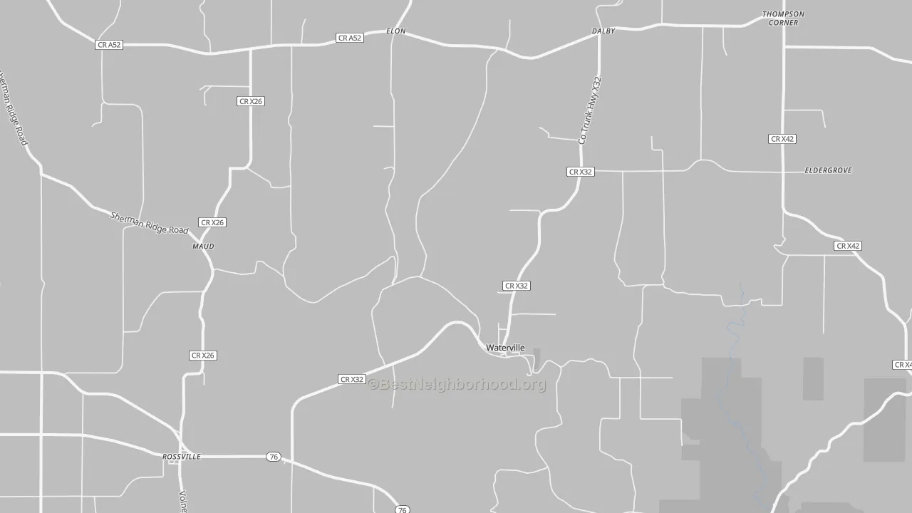 Bike Grade map of Waterville, IA
