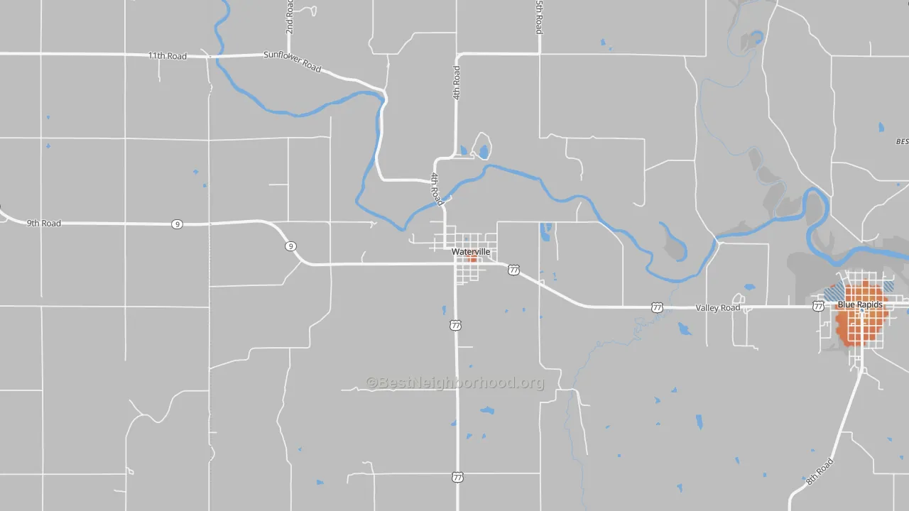 Bike Grade map of Waterville, KS