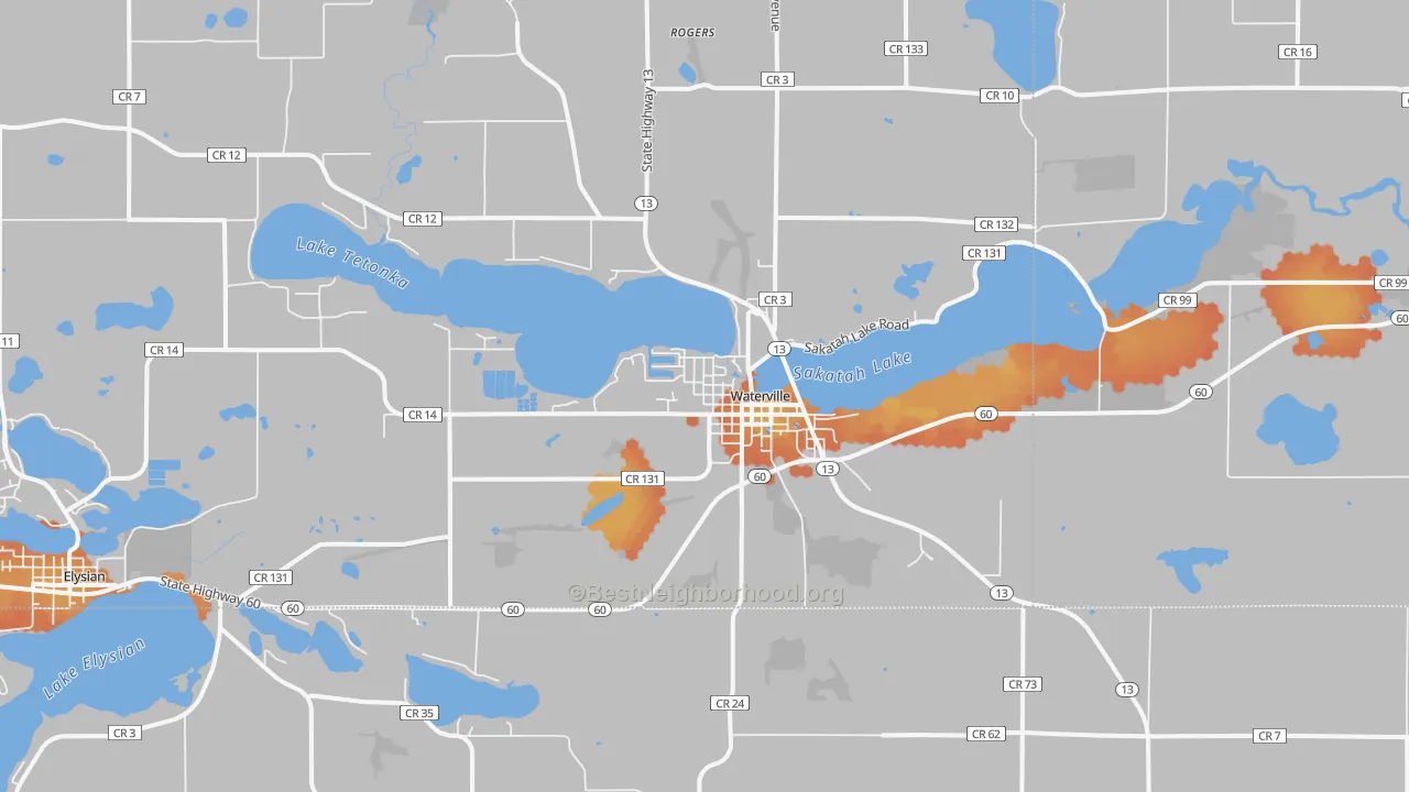 Bike Grade map of Waterville, MN