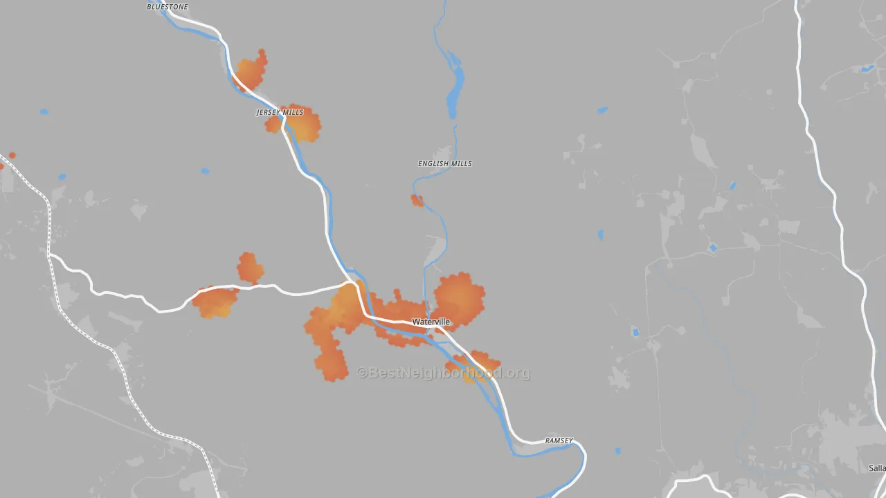 Bike Grade map of Waterville, PA