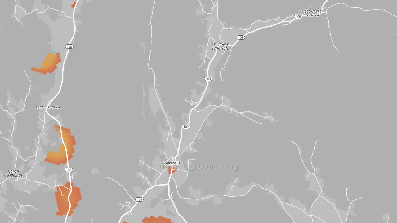 Bike Grade map of Waterville, VT