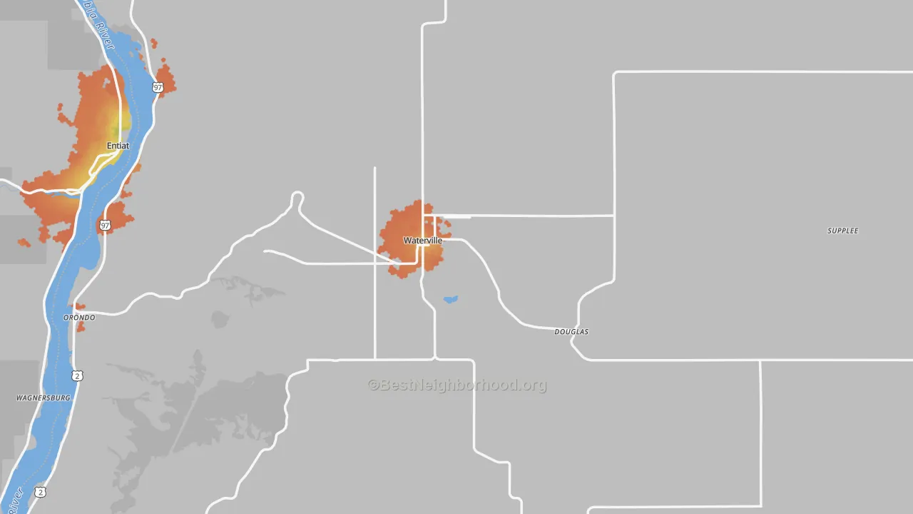 Bike Grade map of Waterville, WA