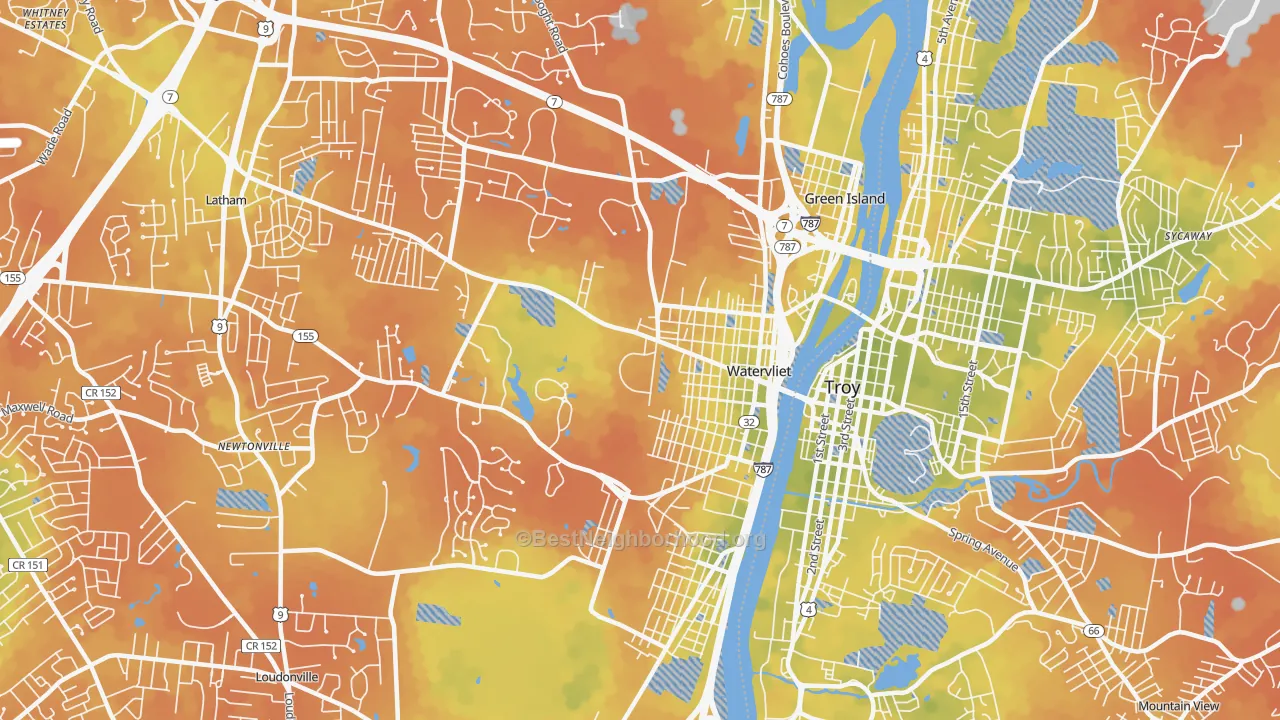 Bike Grade map of Watervliet, NY