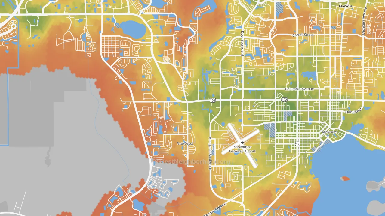 Bike Grade map of Waterway Village, Kissimmee, FL