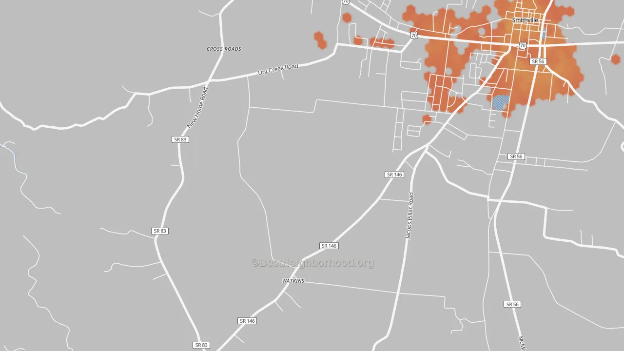 Bike Grade map of Watkins, TN