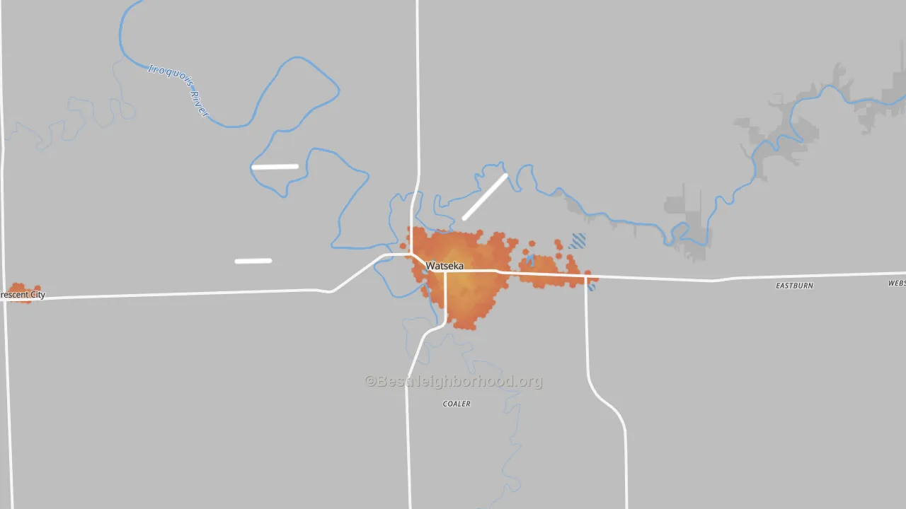 Bike Grade map of Watseka, IL