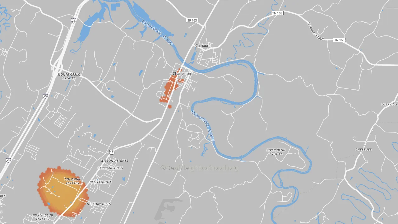 Bike Grade map of Watt Heights, TN