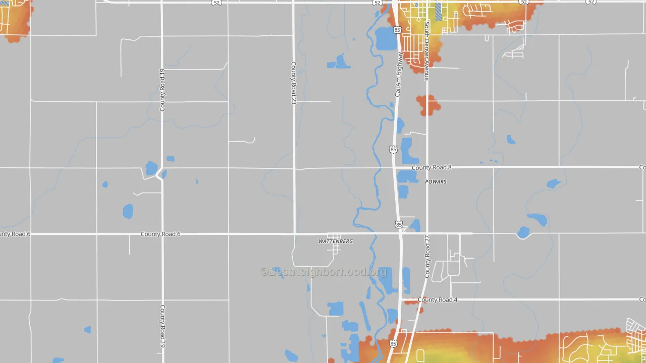 Bike Grade map of Wattenberg, CO