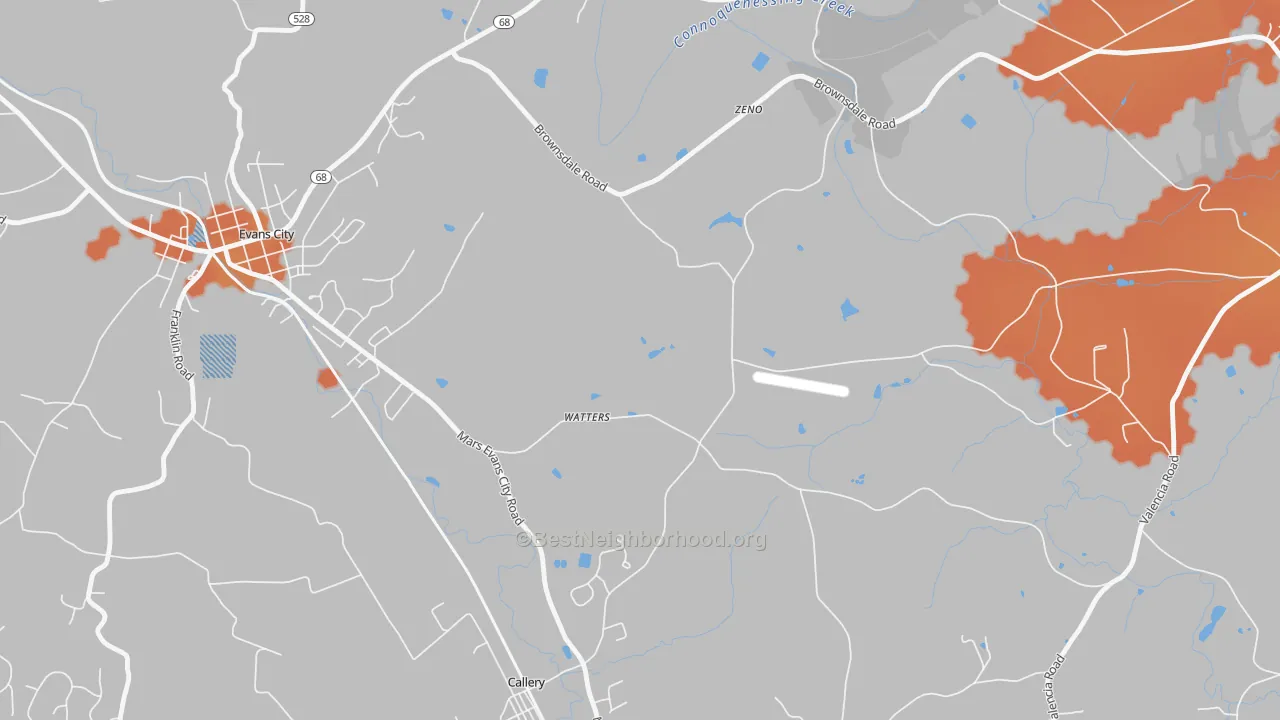 Bike Grade map of Watters, PA