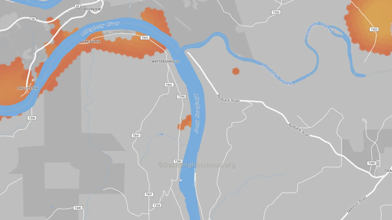 Bike Grade map of Wattersonville, PA