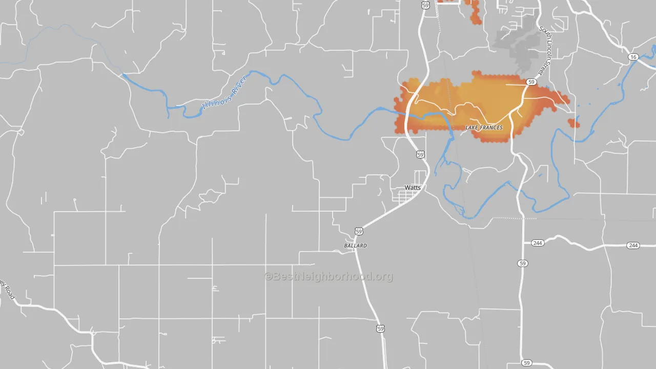 Bike Grade map of Watts, OK