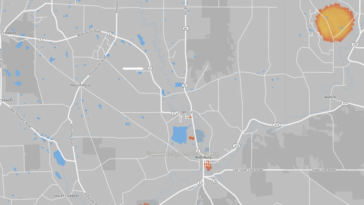 Bike Grade map of Wattsburg, PA