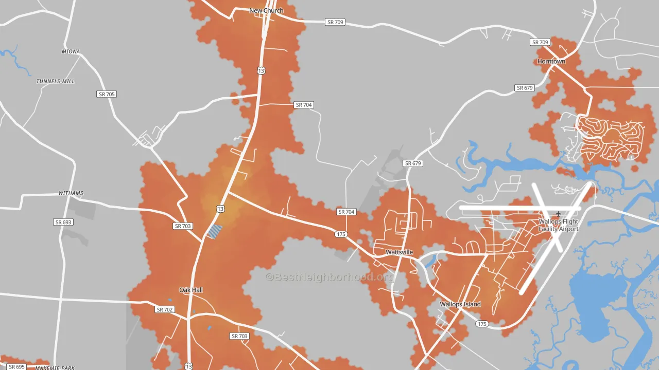 Bike Grade map of Wattsville, VA