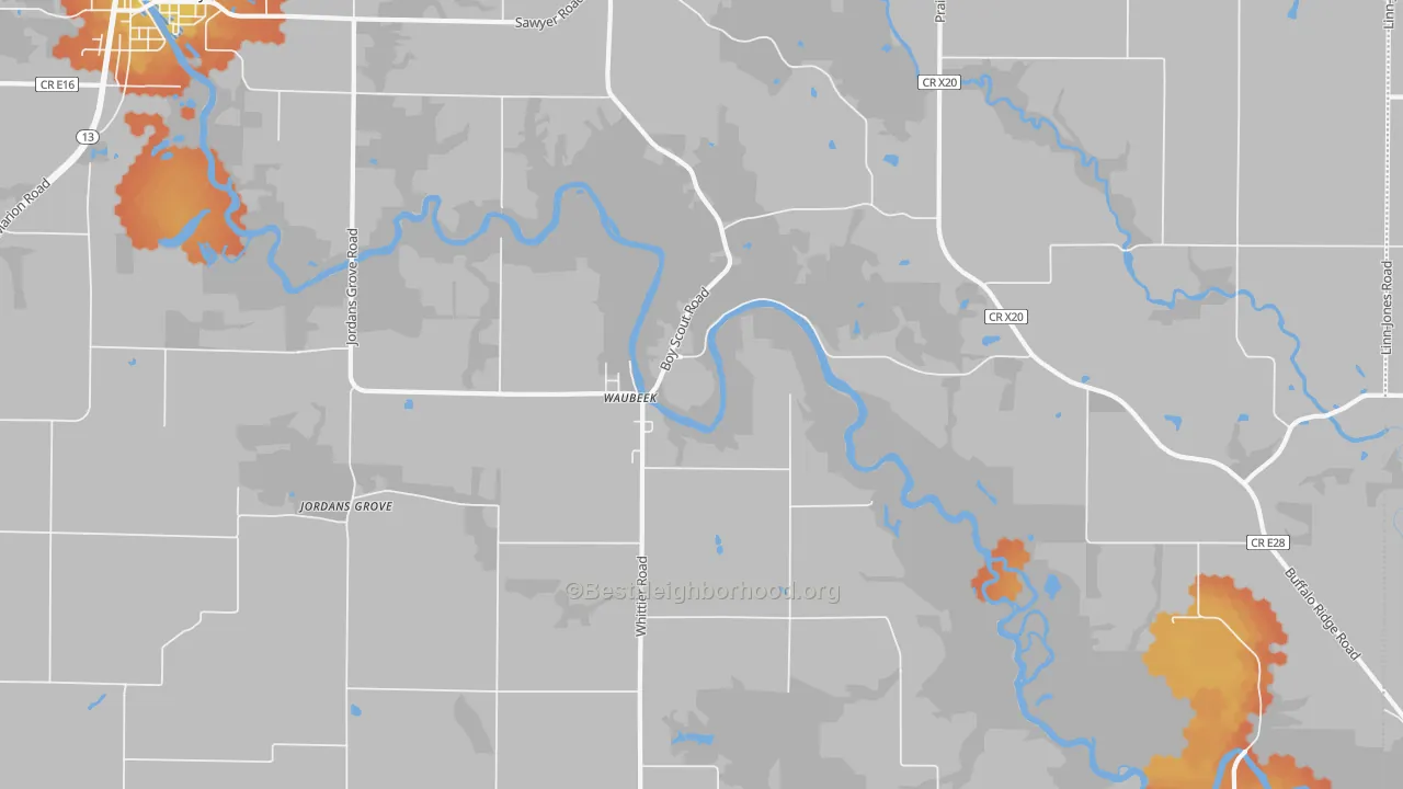 Bike Grade map of Waubeek, IA