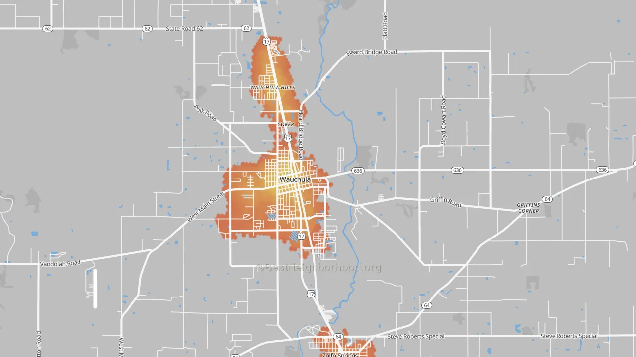 Bike Grade map of Wauchula, FL