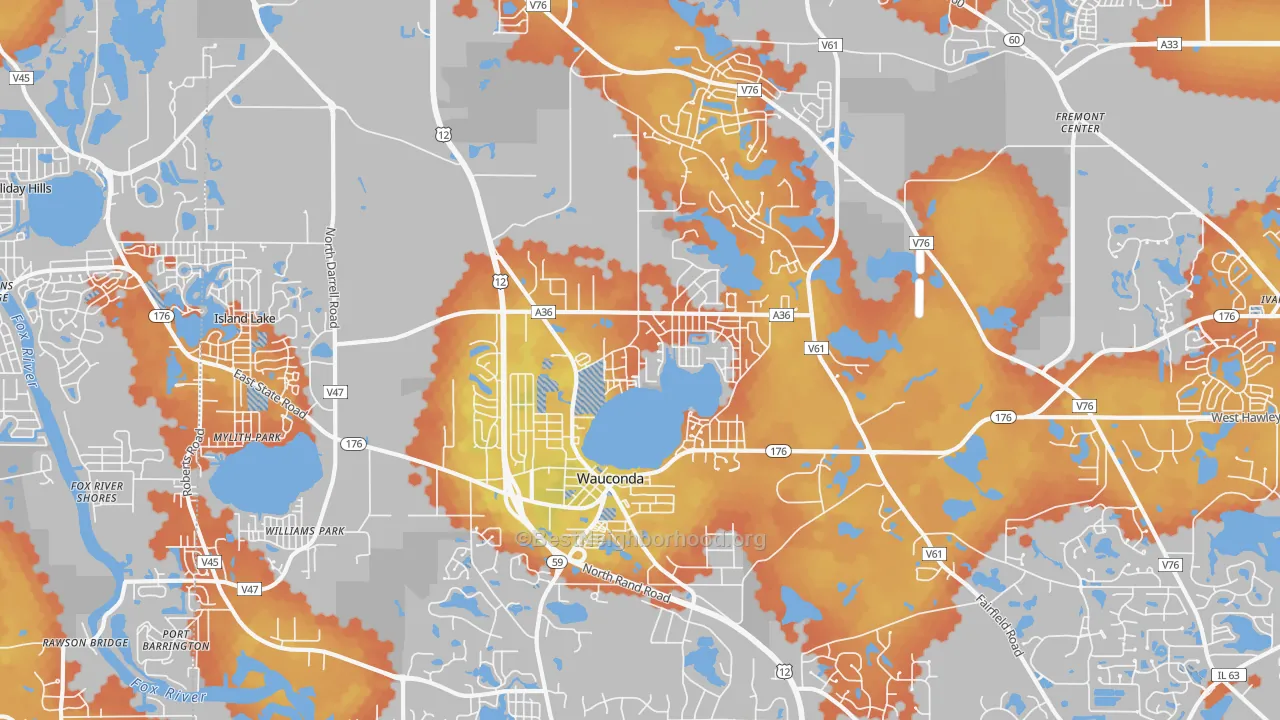 Bike Grade map of Wauconda, IL
