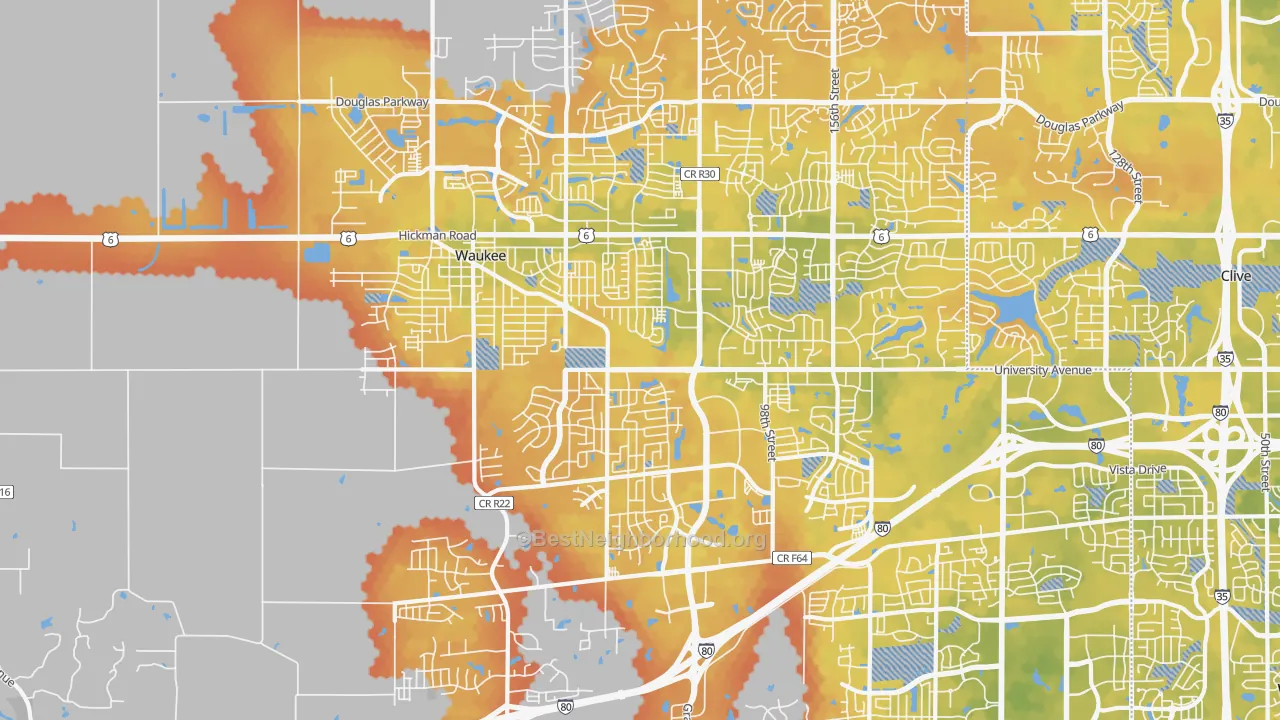 Bike Grade map of Waukee, IA