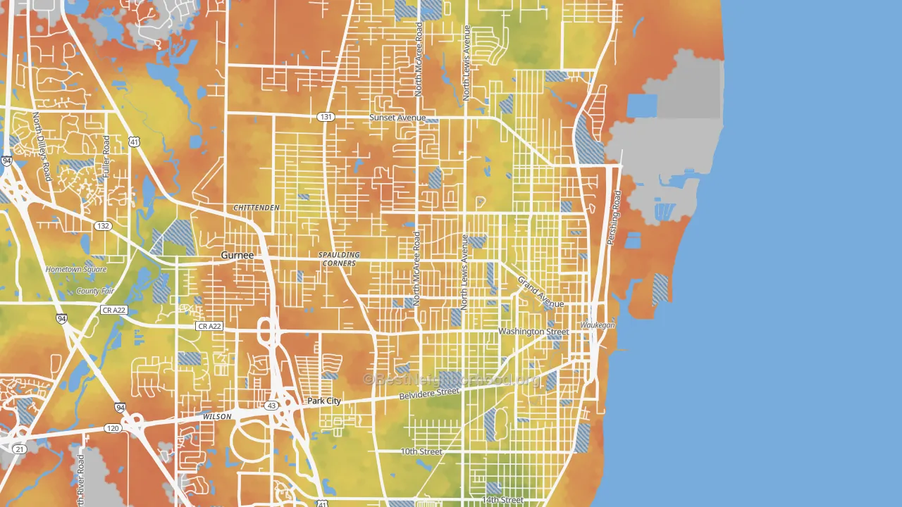 Bike Grade map of Waukegan, IL