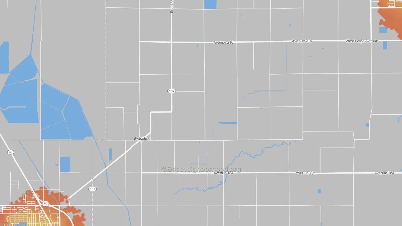 Bike Grade map of Waukena, CA