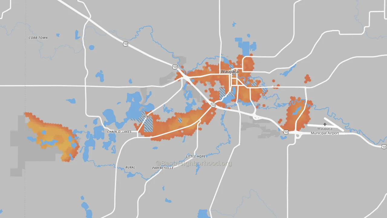 Bike Grade map of Waupaca, WI