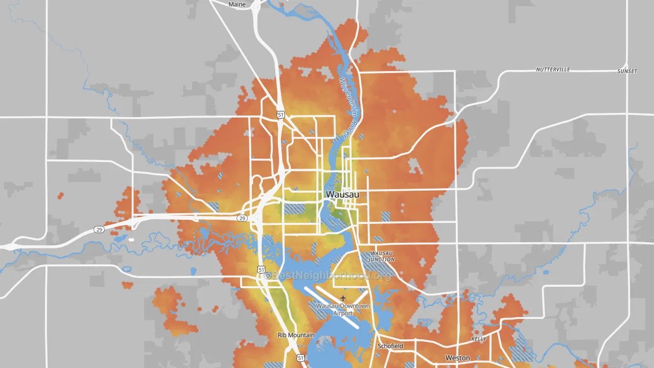 Bike Grade map of Wausau, WI