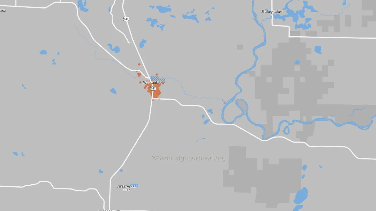Bike Grade map of Wausaukee, WI
