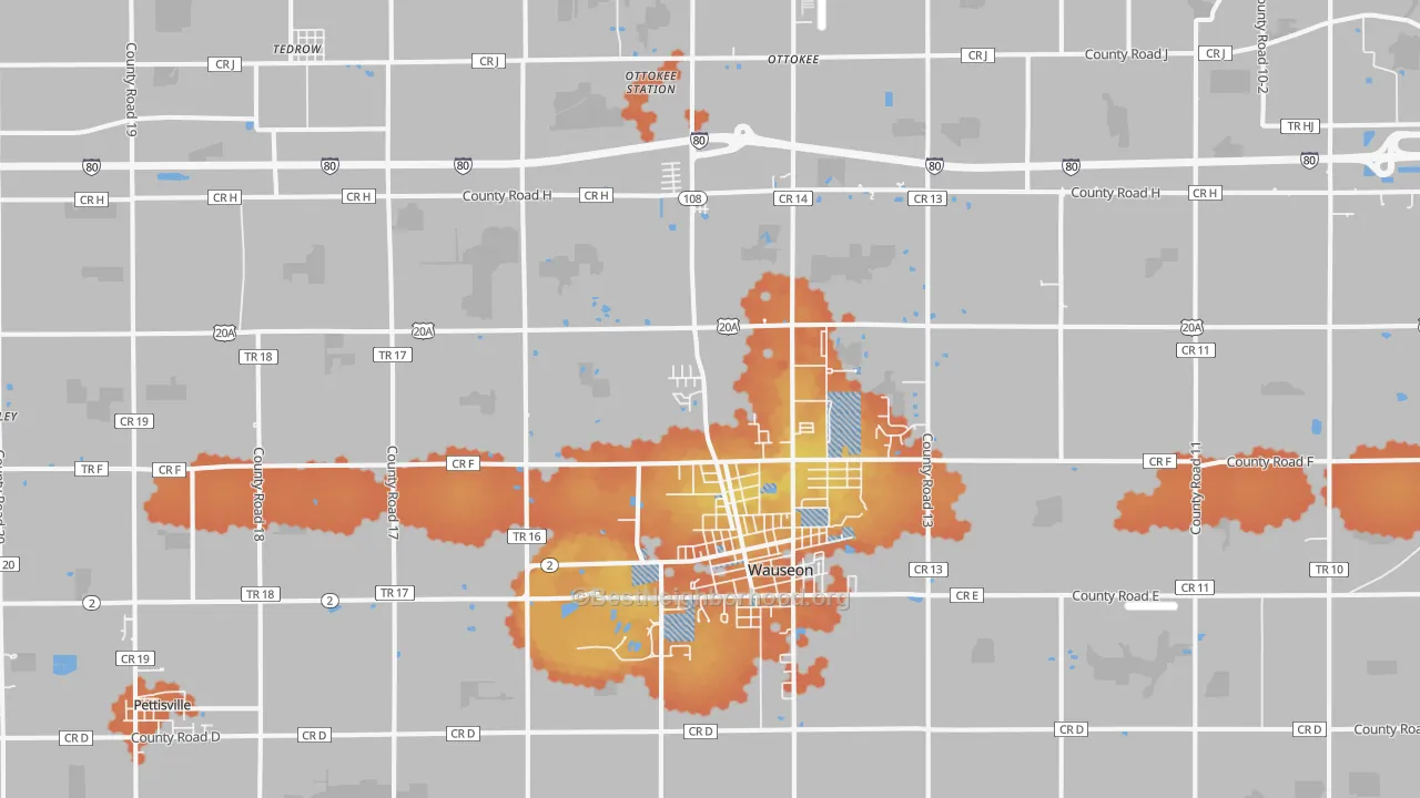 Bike Grade map of Wauseon, OH