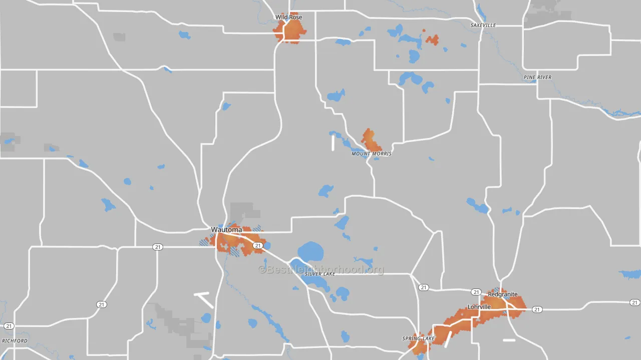 Bike Grade map of Waushara County, WI