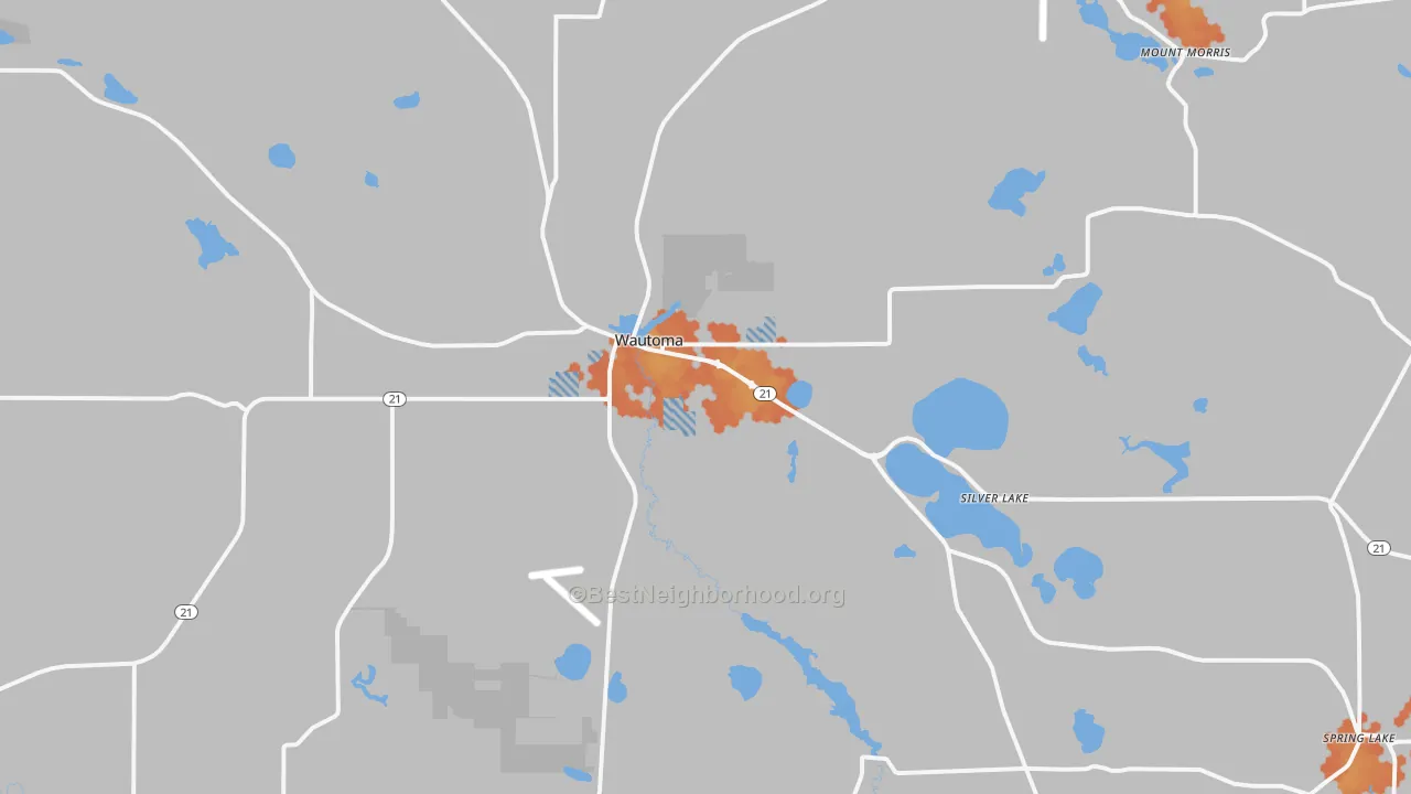 Bike Grade map of Wautoma, WI