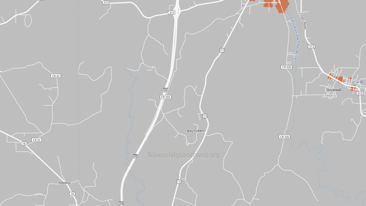 Bike Grade map of Wautubbee, MS