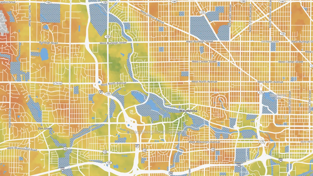Bike Grade map of Wauwatosa, WI