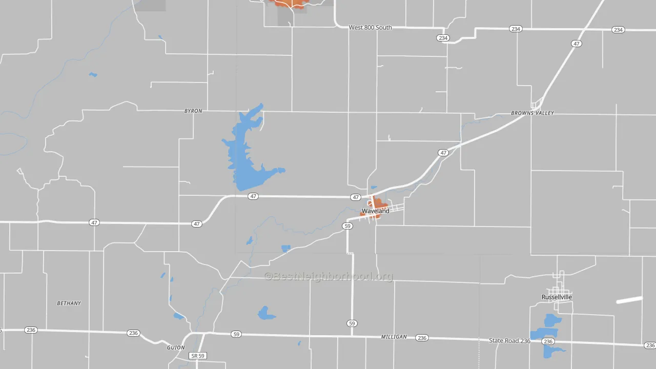 Bike Grade map of Waveland, IN