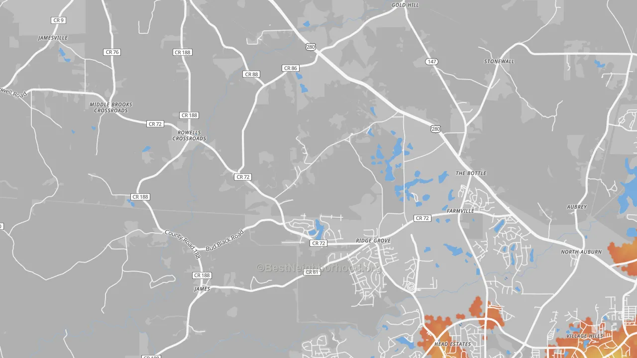 Bike Grade map of Waverly, AL