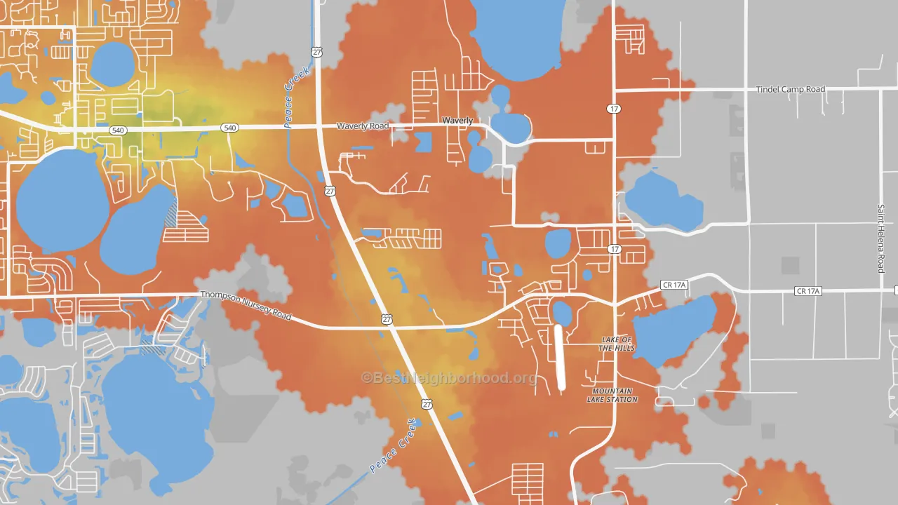 Bike Grade map of Waverly, FL