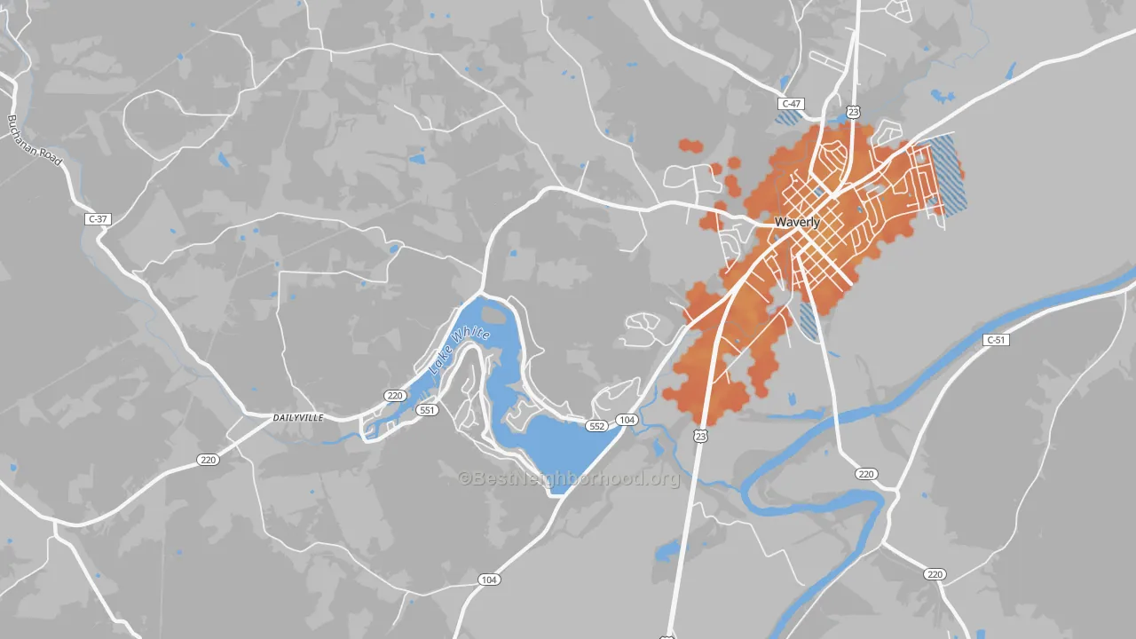 Bike Grade map of Waverly Gables, OH