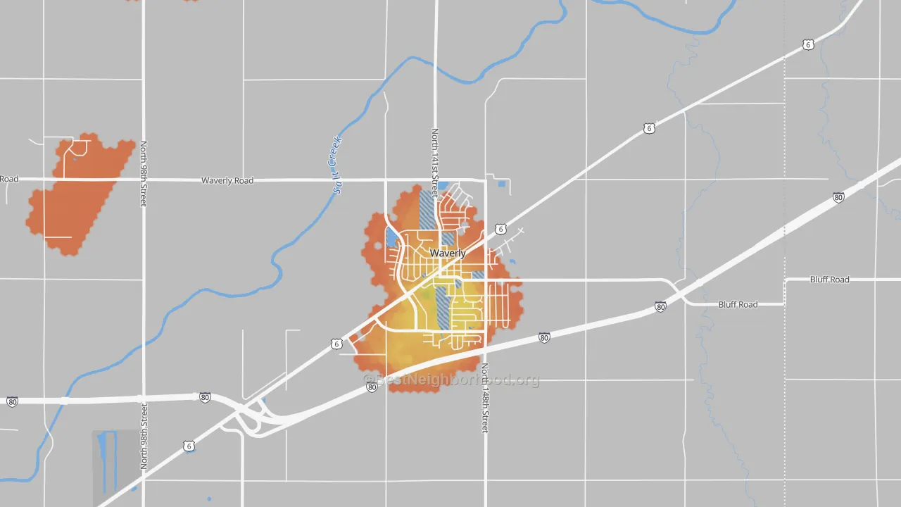Bike Grade map of Waverly, NE