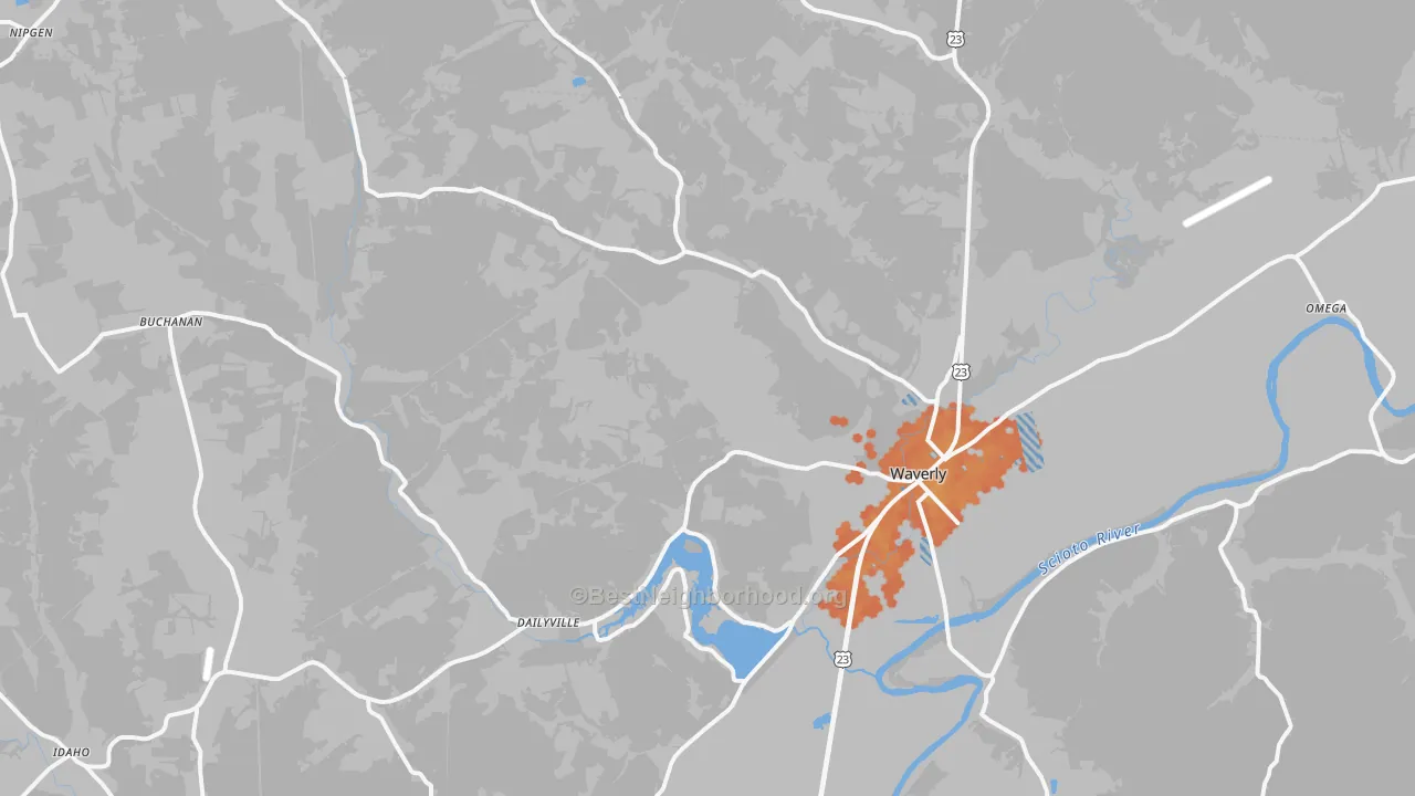 Bike Grade map of Waverly, OH