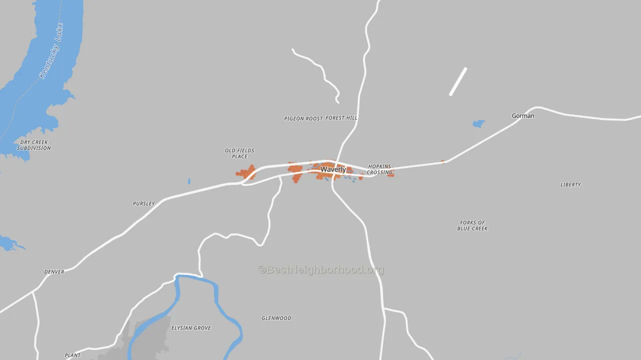 Bike Grade map of Waverly, TN