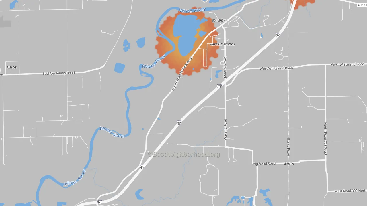 Bike Grade map of Waverly Woods, IN