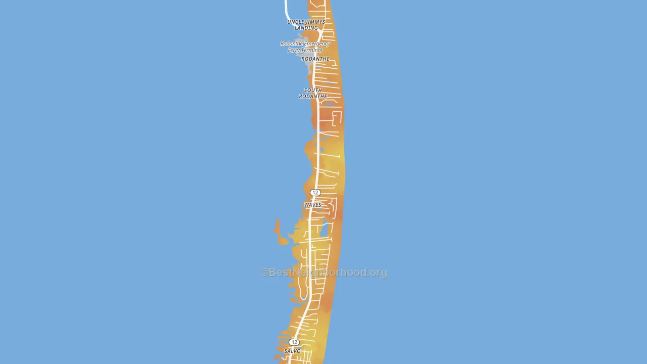 Bike Grade map of Waves, NC