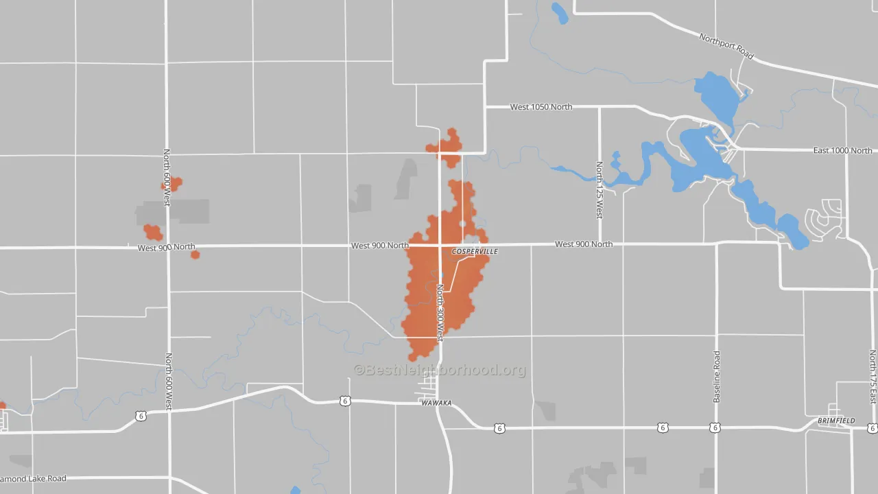 Bike Grade map of Wawaka, IN