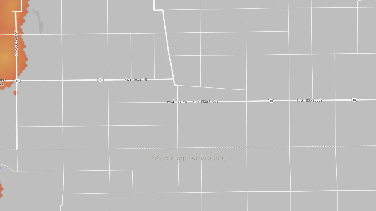 Bike Grade map of Wawpecong, IN
