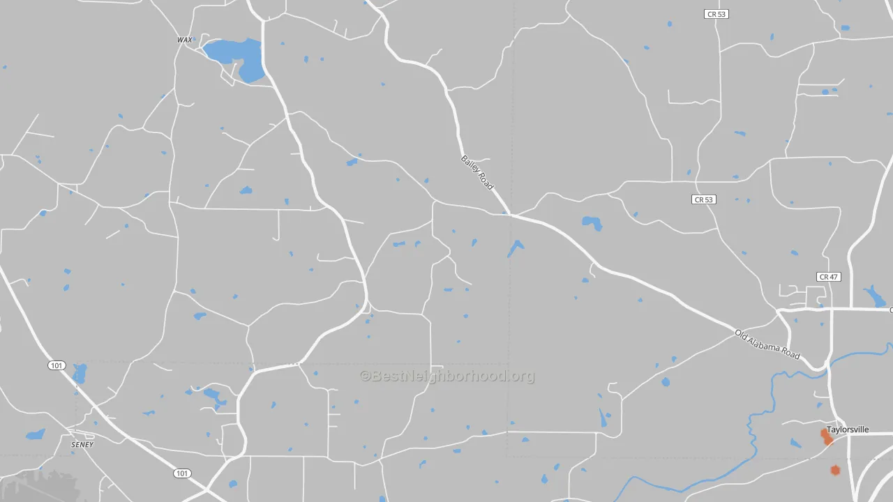 Bike Grade map of Wax, GA