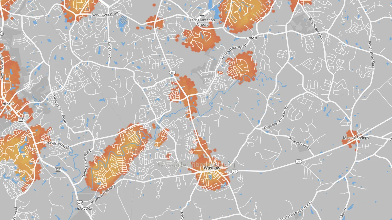 Bike Grade map of Waxhaw, NC
