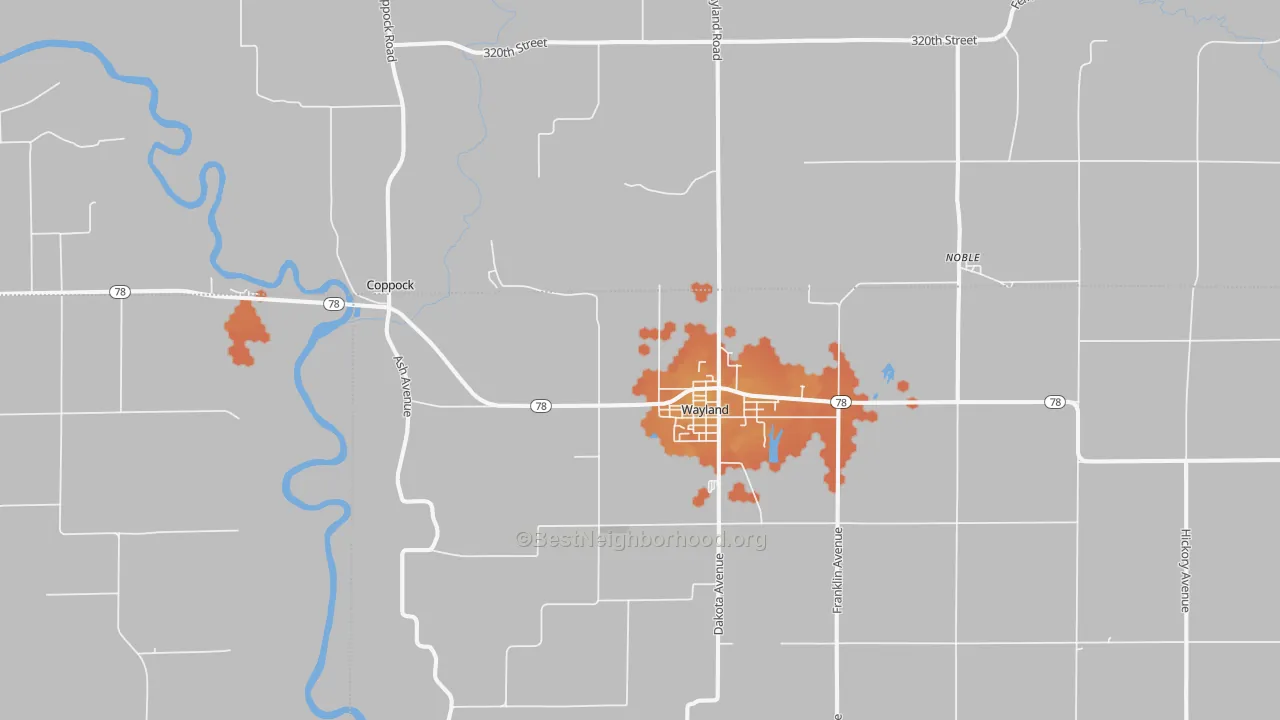 Bike Grade map of Wayland, IA