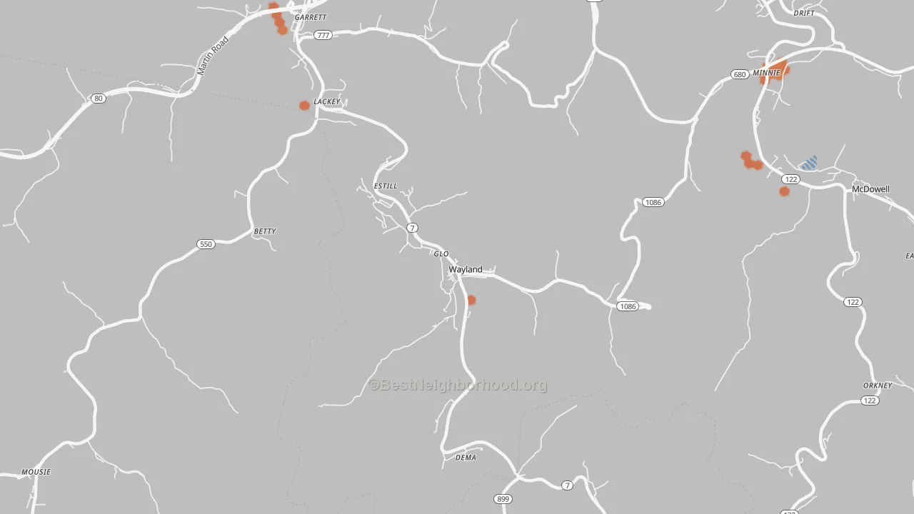 Bike Grade map of Wayland, KY